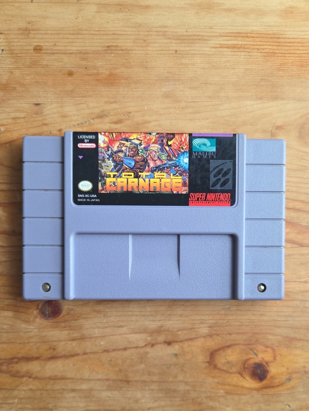 90s Total Carnage SNES Video Game Cartridge Nintendo Malibu 1993 TESTED